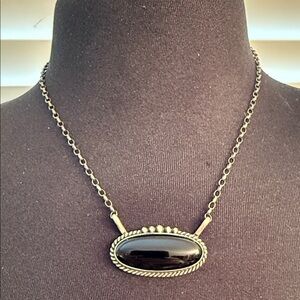 Native American Black Onyx and Sterling Necklace by Alfred Martinez